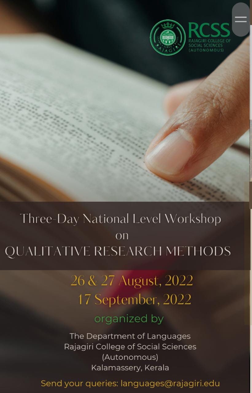 National Qualitative Research Writing Workshop - Rajagiri College of Social Sciences Autonomous
